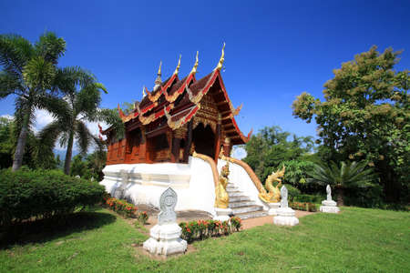 Thai temple in Northern style at wat Pa Dad on Mae Chaem District in Chiang Mai, Thailand の写真素材