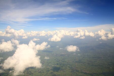 Air sky view of cloudscape and earthの写真素材