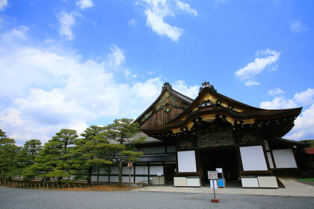 Nijo castle against blue sky in Kyoto, Japanのeditorial素材