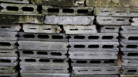 Close up of old stack gray bricks for constructionの写真素材