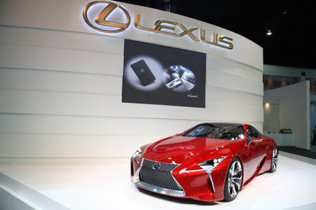 NONTHABURI-DEC 08  Red Lexus LF-LC Hybrid in the 29th Motor Expo 2012 on December 08, 2012 in Nonthaburi, Thailand  An event is settled from Nov 30 to Dec 10, 2012 at Muang Thong thani のeditorial素材