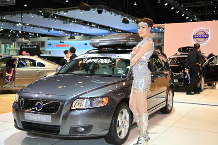 NONTHABURI-DEC 08  Volvo V50 with unidentified model in the 29th Motor Expo 2012 on December 08, 2012 in Nonthaburi, Thailand  Motor expo is settled from Nov 30 to Dec 10, 2012 at Muang Thong thani のeditorial素材
