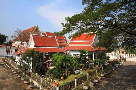 Aerial view of Chalerm Prakiat temple n Nonthaburi province, Thailandの写真素材