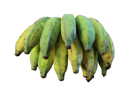 Green banana bunch isolated on white の写真素材