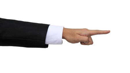 Business man s hand pointing isolated on whiteの写真素材