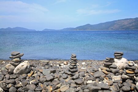 beautiful stack pebbles on Koh Hin Ngam near Koh Lipe in Satun, Thailand  の写真素材