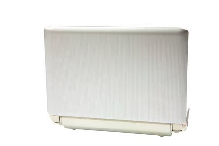White laptop isolated on white backgroundの写真素材