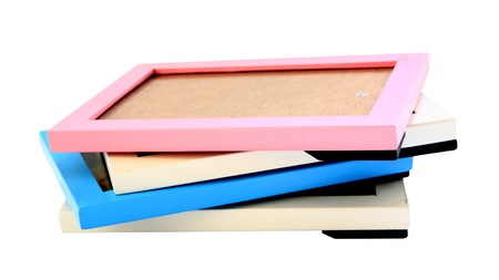 stack of picture frames isolated on a white background の写真素材