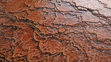 abstract pattern of thermal pool in the geyser basins of Yellowstone National Parkの写真素材