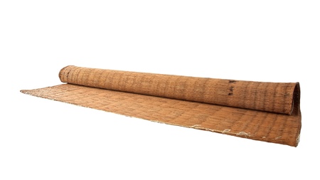 straw mat isolated on white backgroundの写真素材
