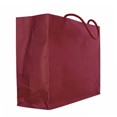 Blue rough shopping bag isolated on white (with space for your logo or text)の写真素材