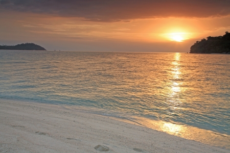 sunset above Andaman tropical sea at Adang island, Thailandの写真素材