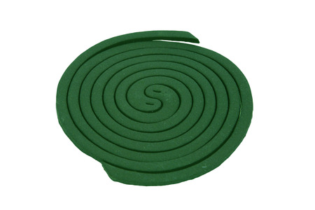 Green Mosquito coil isolated on white backgroundの写真素材