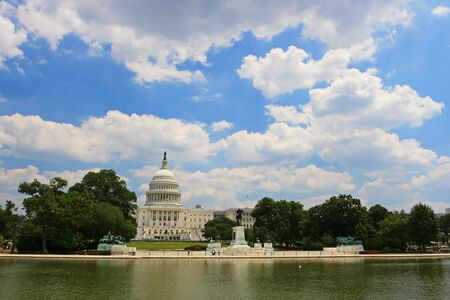 US Capitol Building against blue sky - Washington DC United Statesの写真素材