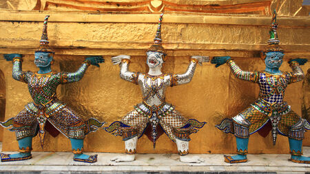 Hanuman Guardian statues of Wat Pra Kaew Grand Palace in Bangkok, Thailandの写真素材