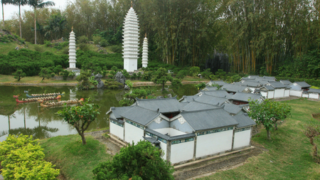 Yunnan dwelling or city model at cultural Splendid China park in Shenzhenの写真素材