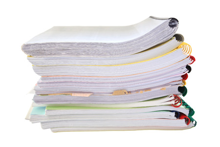Stack paper folders isolated on white backgroundの写真素材