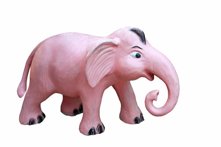 Pink elephant statue isolated on white backgroundの写真素材