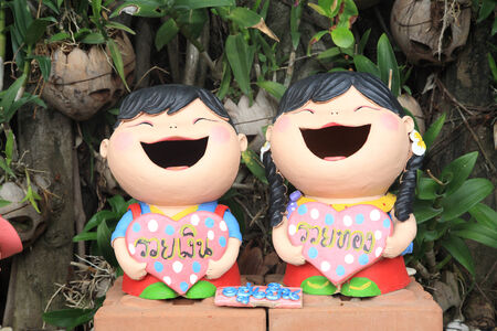 Welcome dolls decorated on the gardenの写真素材