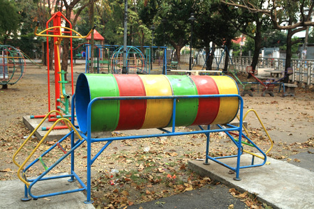 The Old colorful outdoor playground without childrenの写真素材