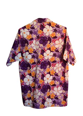 Purple Shirt with flower pattern isolated on white background. this shirt is very famous for Thai people to dress during Songkran festival during 13-15 Apr every yearの写真素材