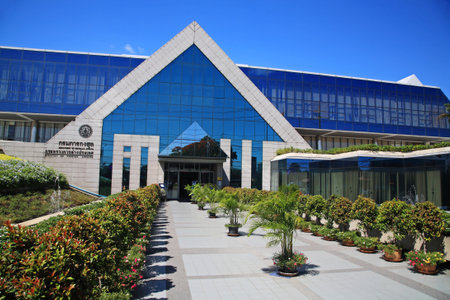 Front building for department of consular affairs at Chaeng Wattana road in Bangkok, Thailand. Here is the Bangkok largest center to make passport.のeditorial素材