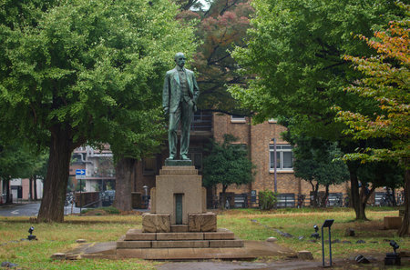 Josiah Conder statue at University of Tokyo. He, called father of Japanese modern architecture, is British architect designed numerous public buildingsのeditorial素材