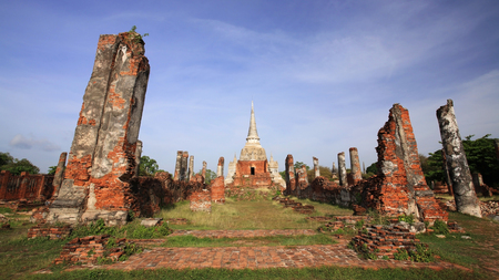 Old temple architecture of wat Prasrisanphet, Ayutthaya Historical park, Ayutthaya, Thailandの写真素材