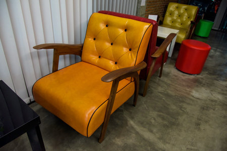 Colorful vintage leather seats or sofa interior