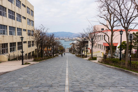 Hakodate, Hachiman zaka slope at Motomachi district, Japan. Here is the famous landmark in Hakodate.のeditorial素材