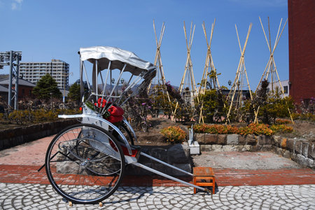 Japanese rickshaw at Otaru city, Hokkaido, Japan