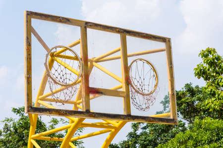 Outdoor basketball two hoops, weird sport styleの写真素材