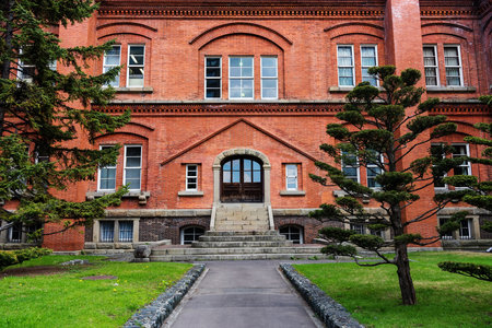Former Hokkaido Government Office with garden in Sapporo, Japanのeditorial素材