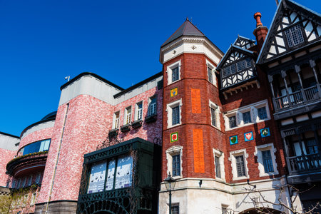 SAPPORO, JAPAN -APRIL 25, 2016: Classic europe style building of Chocolate factory "Shiroi Koibito" theme park by Ishiya, a local chocolate company.のeditorial素材