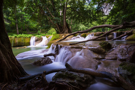 natural view of Jed-Sao-Noi (Little Seven-girl) Waterfall in Saraburi, Thailand