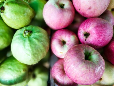 apple and guava for sale in Thai marketの写真素材