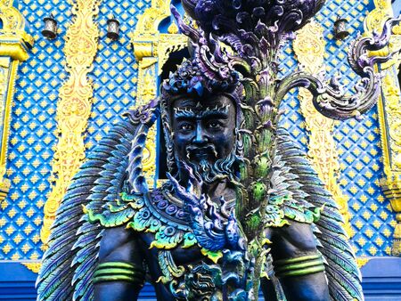 Closeup blue god statue of Wat Rong Sua Ten in Chiang Rai, Thailand. Here is one of the most famous Chiang Rai landmarks.の写真素材