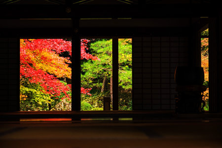Autumn colors view from the temple building at Nanzen-ji, Kyoto, Japanのeditorial素材