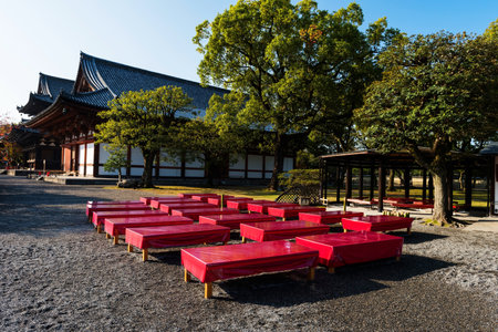Relax seats to enjoy autumn color at Toji temple, Kyoto, Japanのeditorial素材