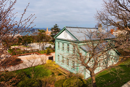 Hakodate City Museum building in Motomachi park, Hokkaido, Japanのeditorial素材