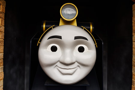 YAMANASHI, JAPAN - MAY 01, 2017: HIro antique train of Thomas land theme park in Fuji-Q Highland amusement park.のeditorial素材