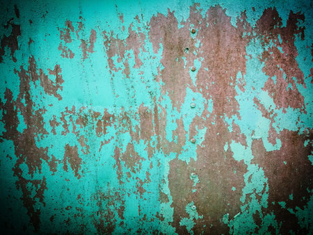 Old rusty corrugate iron green wall for texture background