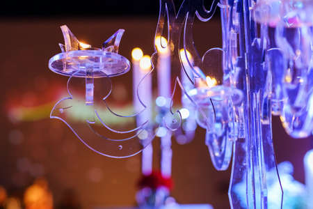 Decroation stand for  candle of Wedding reception interiorの写真素材