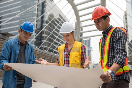 Angry American engineer female manager shout to her team after checking construction project...