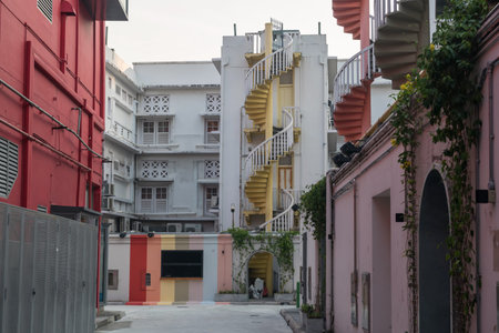 Amazing colorful exterior spiral staircases in Bugis, Singapore.