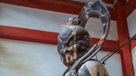 Komokuten Nio Guardian Statue at Daigo-ji Temple entrance tower in Kyoto, Japan.の写真素材