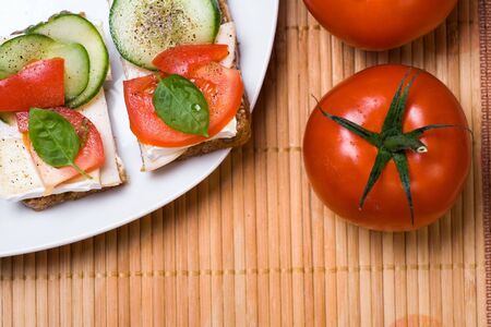 Tomato sandwich, healthy foodの写真素材