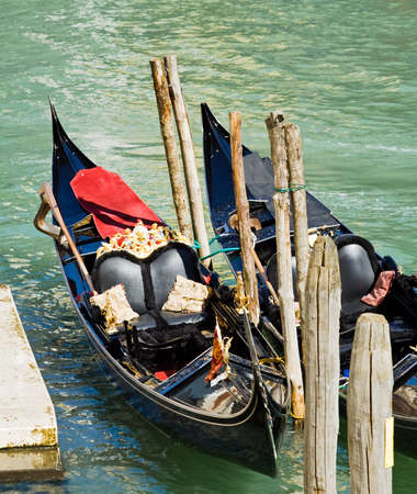 Canal and gondola in Venice, Italyの写真素材