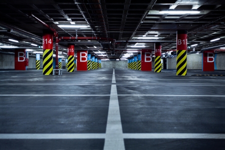Empty parking garage, underground interiorのeditorial素材