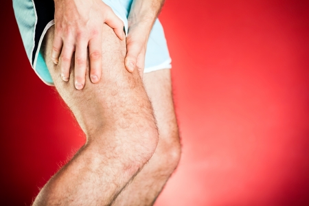 Running physical injury, leg muscle pain. Runner sore body after exercising or jogging, gym or studio.の写真素材